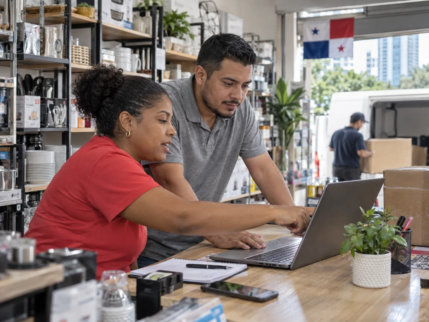 An independent retail team coordinates orders from different channels.