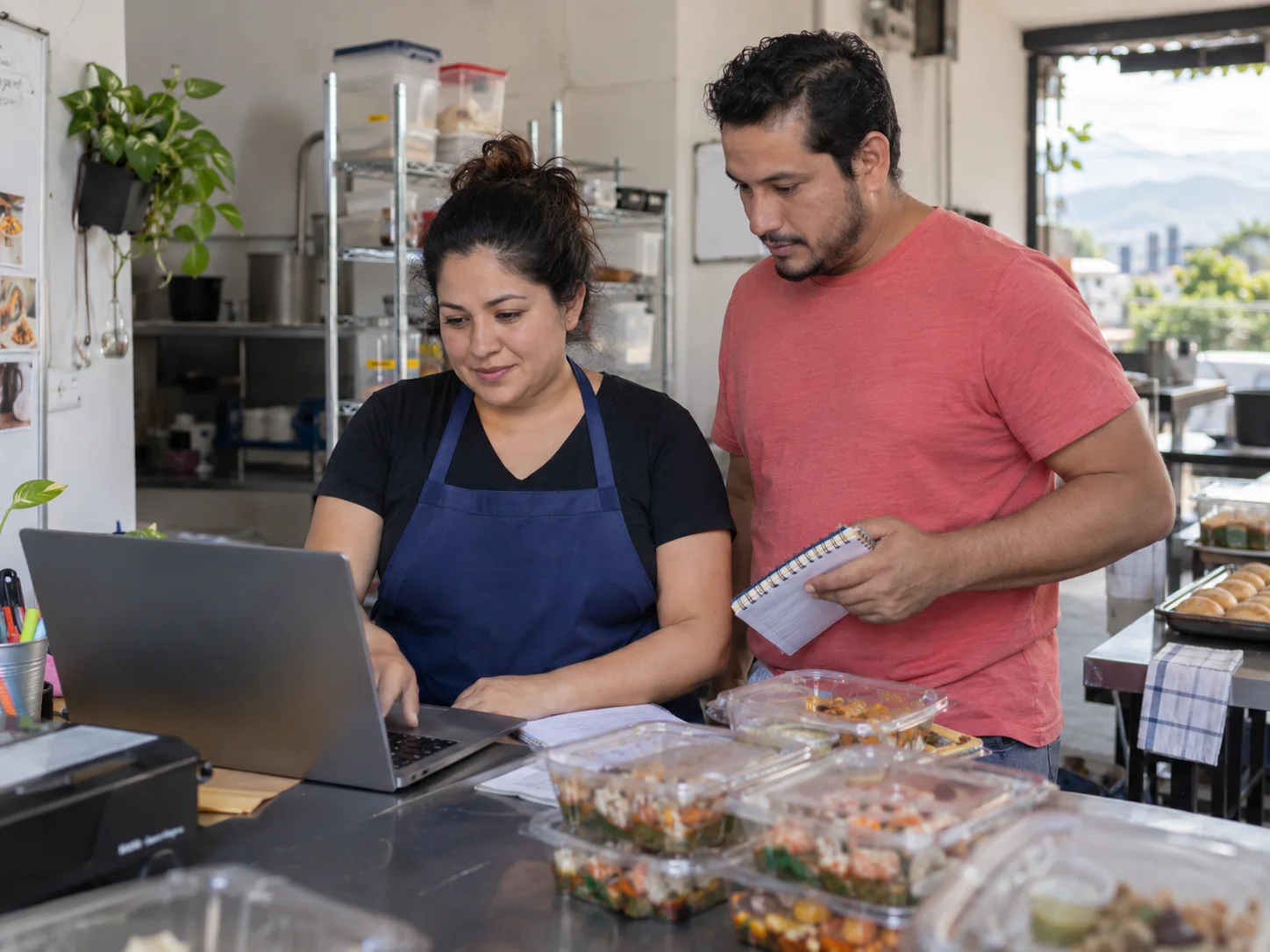 A local catering team plans customer orders for the day.